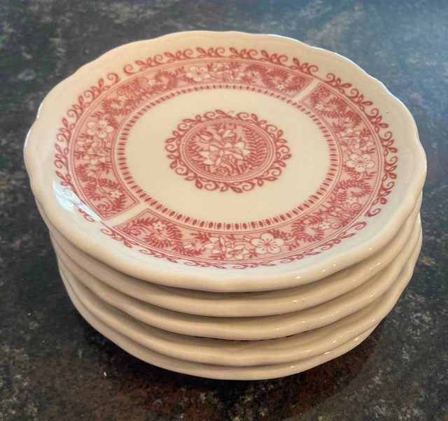 5 Vintage Syracuse China Strawberry Hill Bread & Butter plate 5 1/2" Pink White