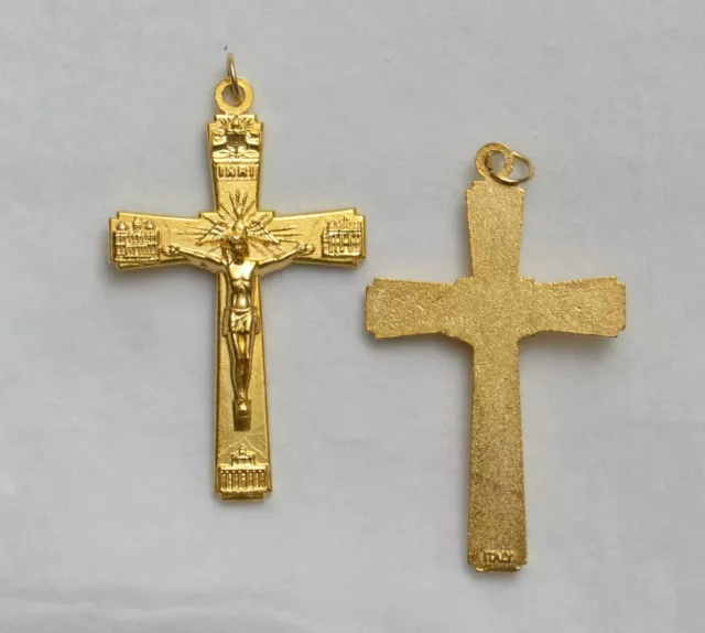 Crucifix, 50mm 4 Basilicia Metal Cross & Corpus, Gold Tone, Made In Italy, Quali