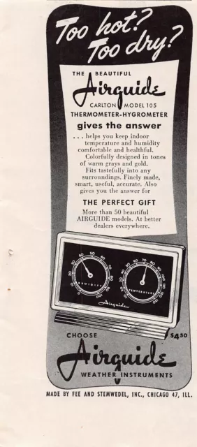 Airguide Barometer Weather Instrument MCM Industrial Chic Mini Vtg Print Ad