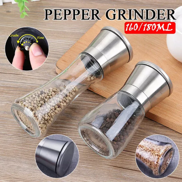 Salt Grinder  Manual Stainless Steel Ceramic Mills Pepper Grinder Glass Kitchen