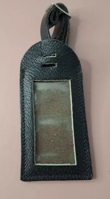 Faux Leather Luggage Tag, Black, 2.5x4, ID Window, Buckle Strap, #TG2105