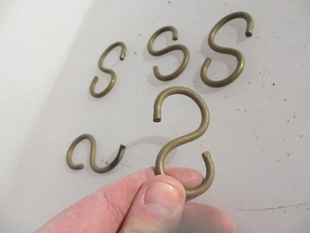 Vintage Brass Ceiling Hooks "S" Hangers Old Hook Hanger Storage 2.25"H 7