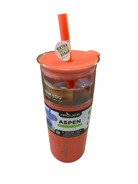 Reduce Aspen Vacuum Insulated Stainless Steel Glass Tumbler,Lid ,Straw 20oz