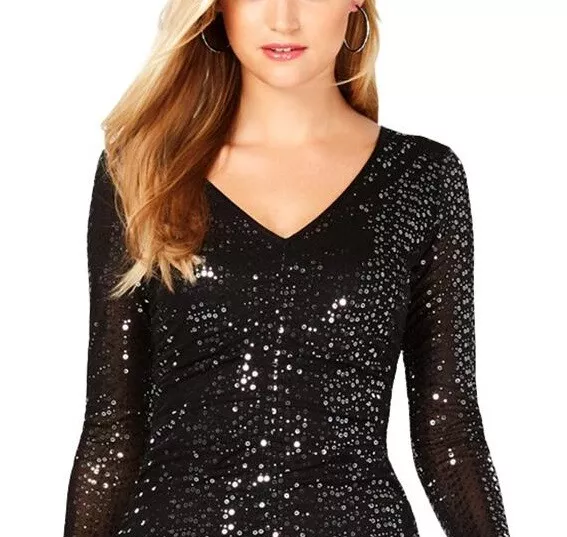 Guess Women's Sequined Cocktail Bodycon Dress Black Size 4 3