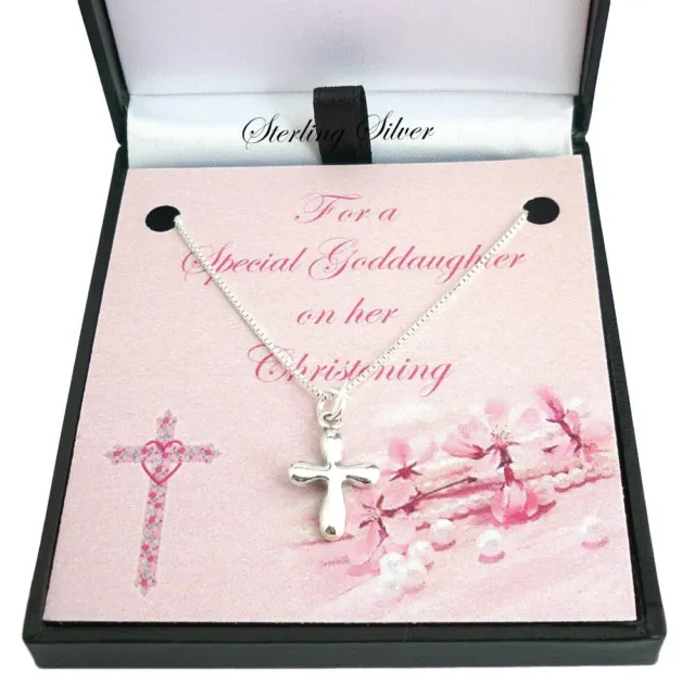 Sterling Silver Cross Necklaces. Christening Gifts for Girls in Gift Boxes