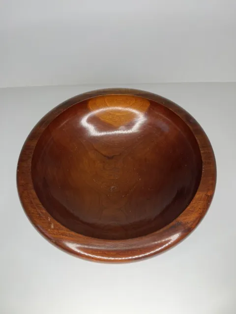Hand Crafted Wood Bowl Footed Vintage Mid-Century Teak? Fruit Salad 13" x 5.5"