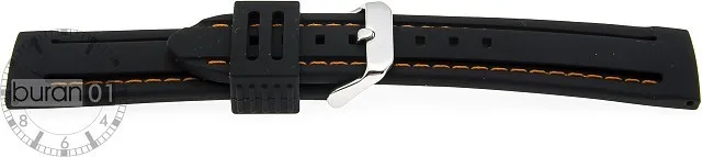 Pulsera de reloj - CAUCHO/Silicona - Negro - Con Naranja COSIDO 24mm 22mm 20mm