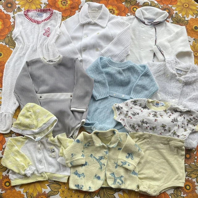 Lotto di lavoro vintage anni '60 pacchetto x 9 vestiti bambino giacca con pappagallo mod cappotto spugna