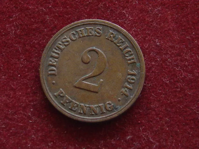 KAISERREICH: 1914 2 Pfennig  Mz: E (großer Adler),  Jäger Nr. 11  RRR