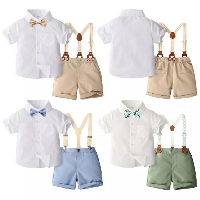 Baby Formal Outfits Boy Christening Bowtie Suit Shorts Set Wedding Party Clothes