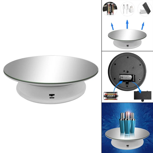 8.0" USB Powered Rotating Display Stand Turntable for White Mirror