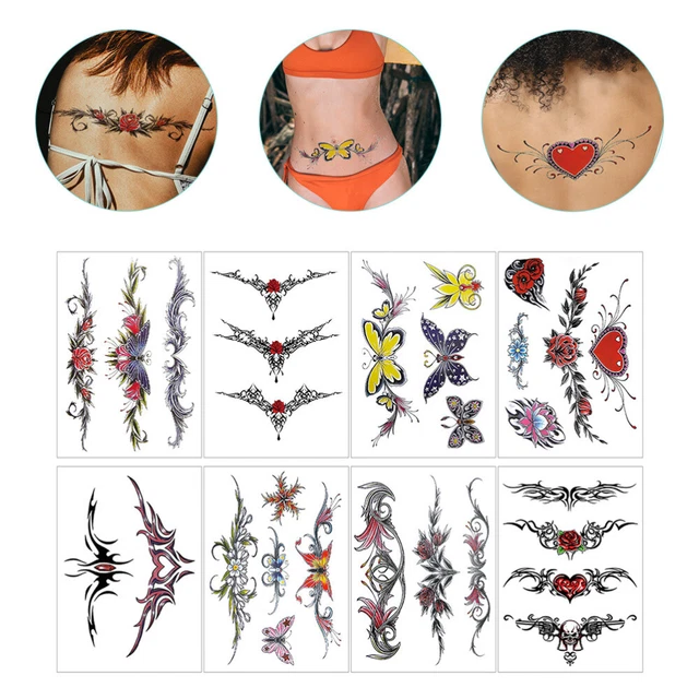 Pegatinas de color cuerpo tatuaje pegatinas cubierta cicatrices sexy pegatinas flores para mujer