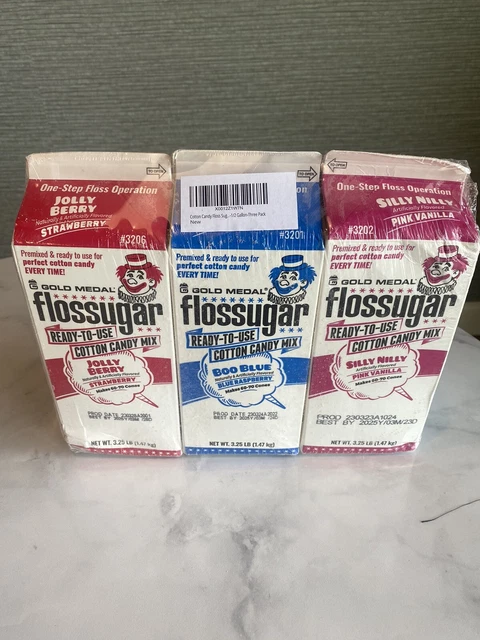 Cotton Candy Floss Sugar blue Raspberry, Pink Vanilla, Cherry- 3.25 Lbs. pr crtn