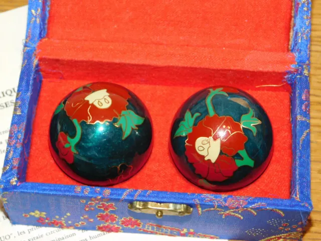 vintage CHINE boules chinoises de santé MAGNETISME influx vital COSMO TELLURIQUE