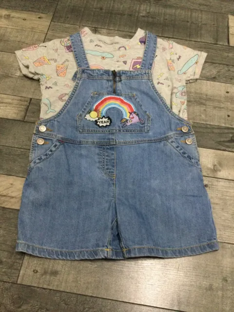 Next…Girls 3 Piece Outfit…Short Dungarees / Top & Leggings…Age 7 Years 3
