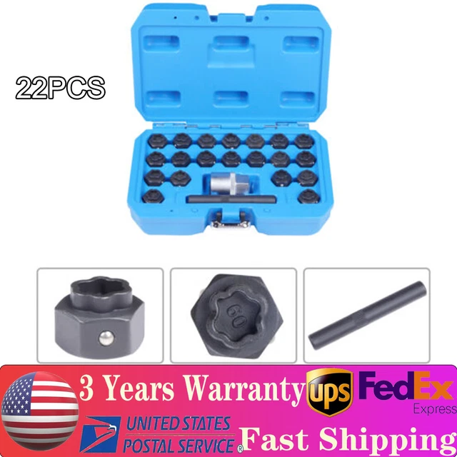 22Pack Anti-Theft Wheel Locking Lug Nut Key Socket Set Tool Kit Removal For BMW