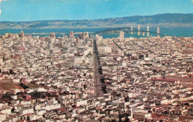 San Francisco CA California, Panorama Aerial View, Twin Peaks, Vintage Postcard