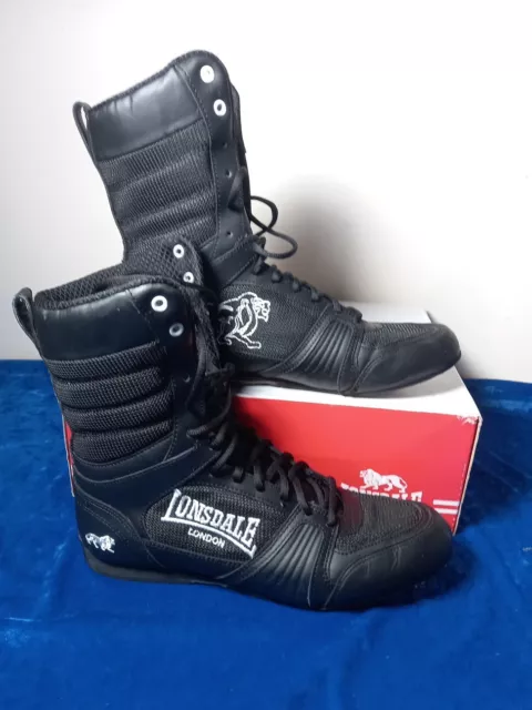 LONSDALE Contender Hi Top Boxing Shoe Boot MENS Black UK 9 EU 43 Excellent Cond