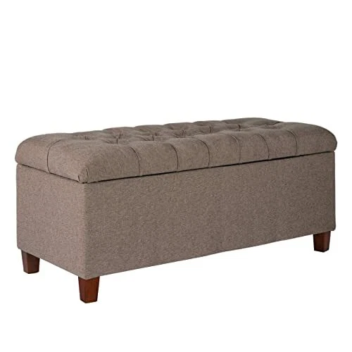 Home Decor | Tufted Ainsley Button Storage Ottoman Bench with Hinged Lid Brown