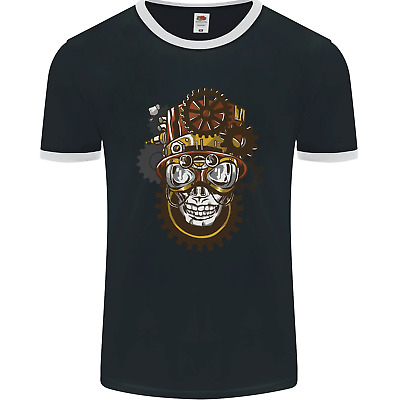Steampunk Skull Mens Ringer T-Shirt FotL