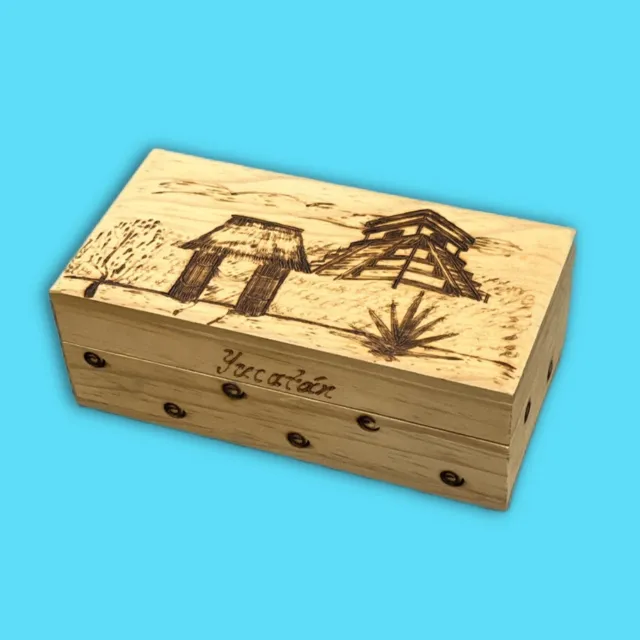 Handcrafted Yucatan inspired Etched Wooden Box