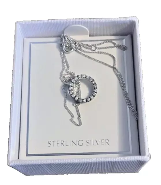 avon sterling silver necklace 5466889 circle with diamonds