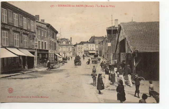SERMAIZE LES BAINS - Marne - CPA 51  - Rue de Vitry  - belle animation