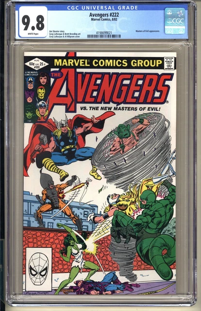 Avengers #222 CGC 9.8 WP NM/MT  Marvel Comics 1982 Masters of Evil app v1