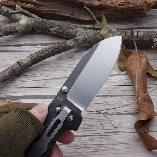 Folding Pocket Knife |  AUS-8 Blade Steel | G10 Handle | Ball Bearings | USA 3