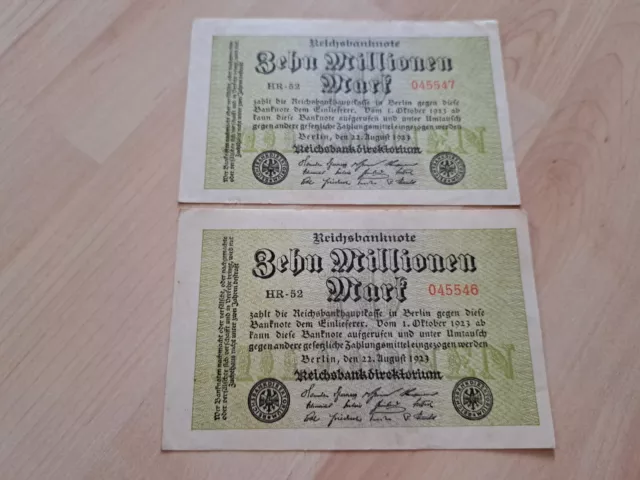 10 Millionen Reichsmark Reichsbanknote Berlin German Empire Hyperinflation 1923