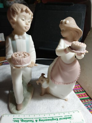 Lladro Daisa ■SET OF 2■ Golden Memories Girl■Boy ■Cakes 1991 Porcelain