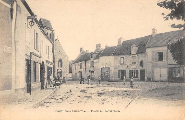 Cpa 91 Boissy Sous Saint Yon Place Du Carrefour