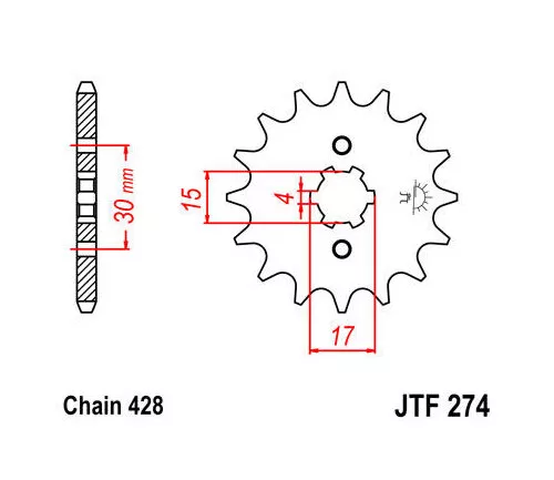 JT Front Sprocket 428 14T #JTF274.14 Honda XR100R/CRF100F/XR100