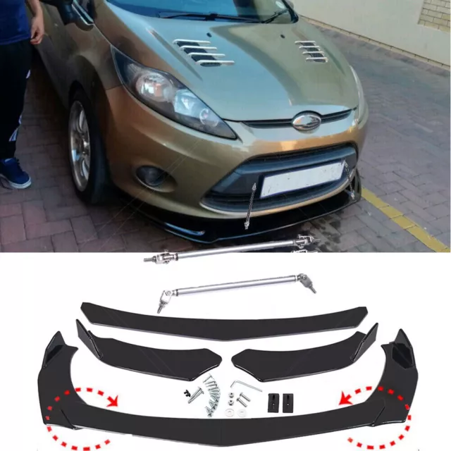 Front Bumper Lip Splitter Spoiler + Strut Rods For Ford Fiesta ST Studio