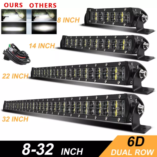 6D 14/22/32" Dual Row Led Work Light Bar Combo Beam Driving 4x4 Offroad SUV ATV