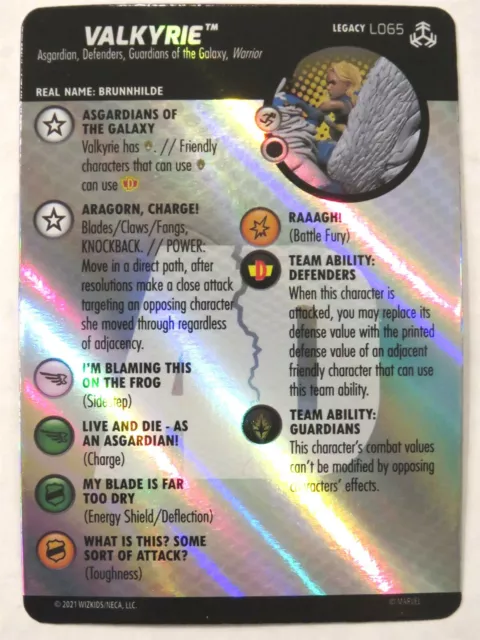War of the Realms VALKYRIE #L065 Avengers HeroClix Legacy Stat Card