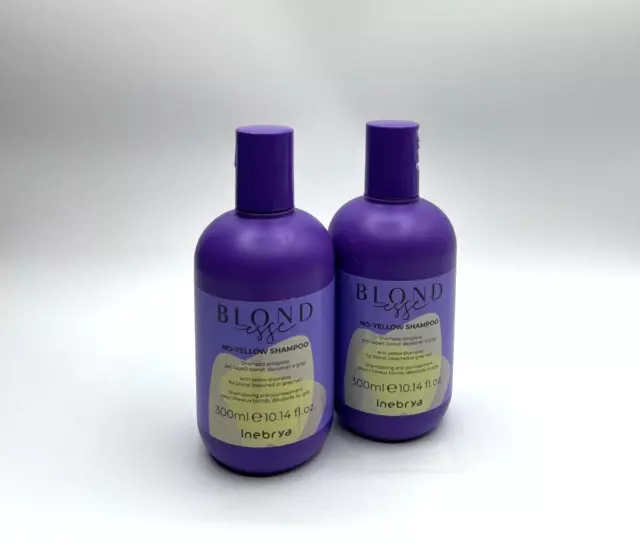 2x Inebrya Blondesse NO-YELLOW Shampoo for blond,bleached or grey hair 300ml G12
