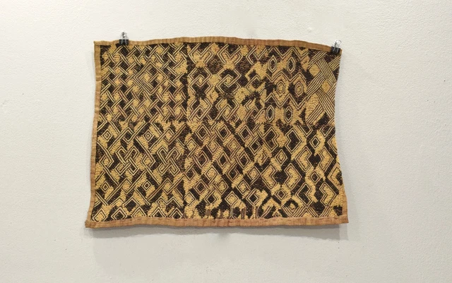 Kuba Cloth African Natural Woven Raffia Zaire Fabric Kuba Cloth