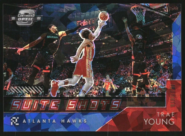 2021-22 Panini Contenders Optic Suite Shots Blue Cracked Ice #2 Trae Young /75