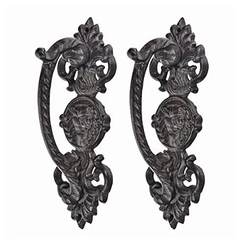 Sungmor Rustic Barn Door Handles - Cast Iron Outdoor Gate Garage Pull Handles -