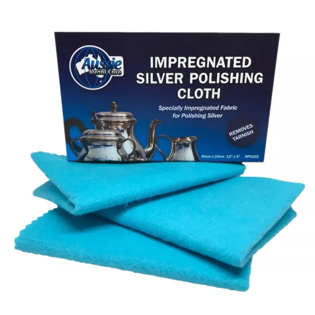 Silver Polishing & Cleaning Cloth With Anti Tarnish LARGE 30cm x 23cm 3 Pack