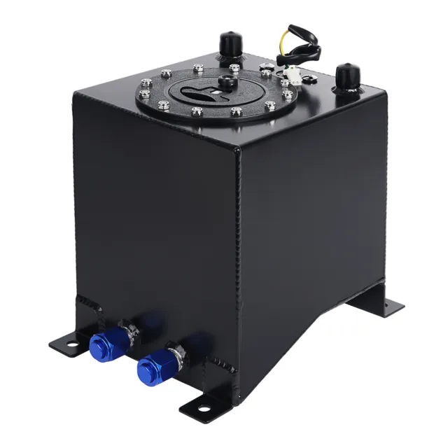 2.5 Gallon 10L Fuel Cell Tank with Cap and Level Sender Polished Aluminum Black