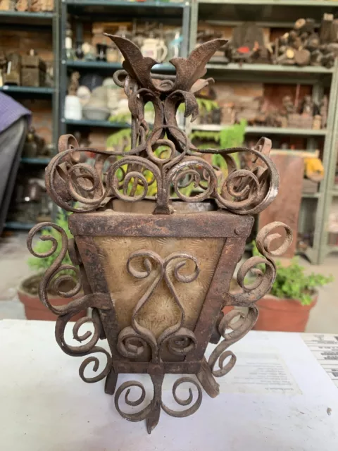 Antique Hand Forged Iron French Style Hanging Lantern Light Plant Hanger Holder 3