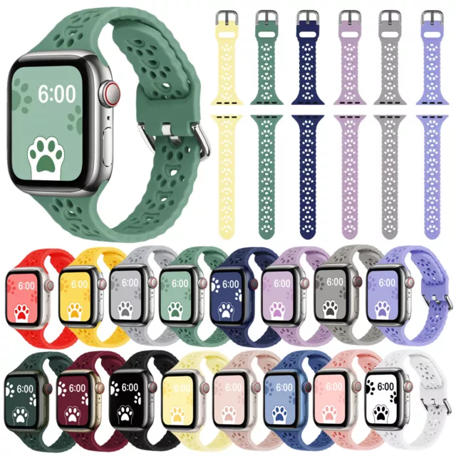 For Apple Watch Band Series 7 6 5 4 3 2 Silicone Replacement Strap Cute Cat Paw 2