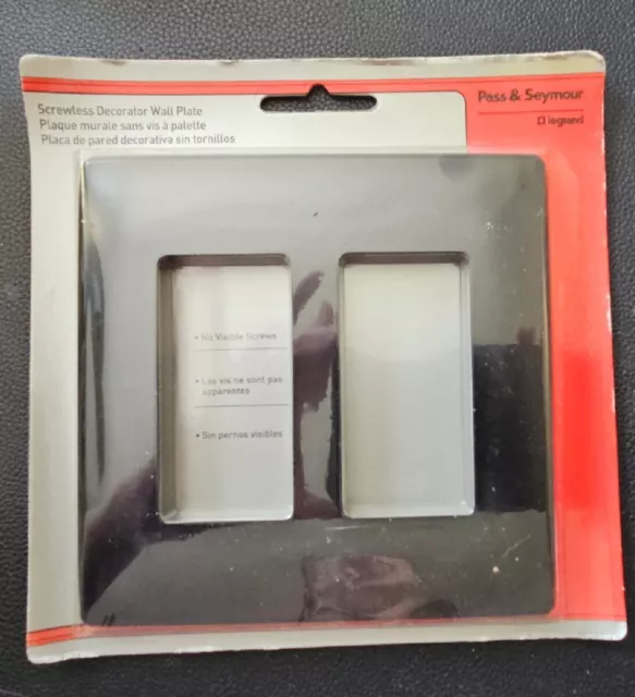 Pass & Seymour  2-Gang Screwless Decorator Wall Plate - Black