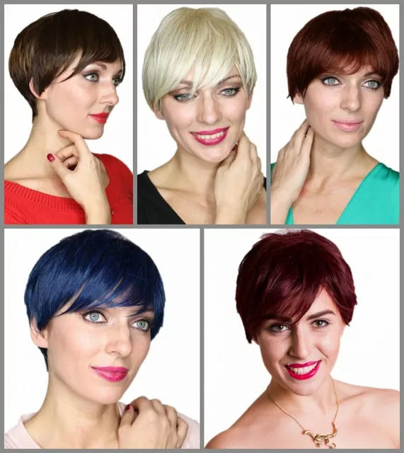 Prettyland Kurz-haar Glatt pixie cut Pagenkopf Kurz Perücke gestufte Pony Alltag