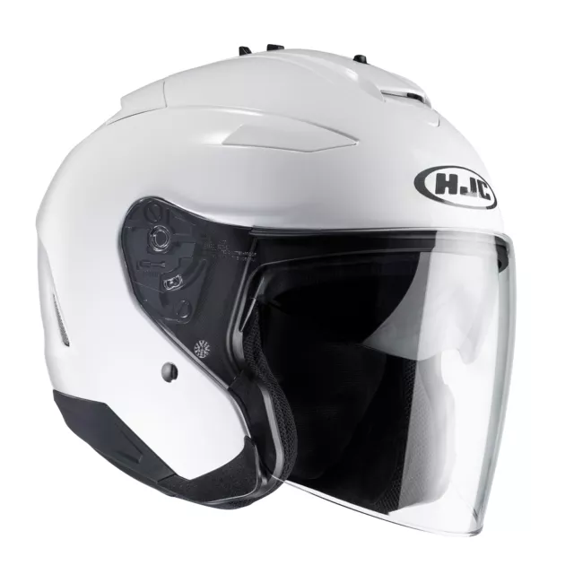 HJC IS-33 2 Plain White Open Face Motorcycle/Scooter Helmet With Sun Visor