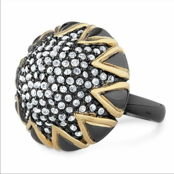 stella & dot ~ starstruck adjustable ring rhinestone pave enamel statement