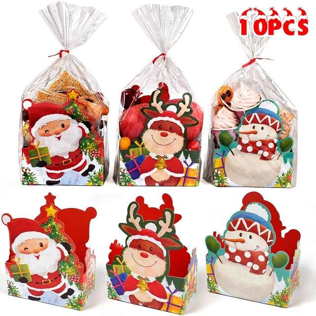 Cesto scatola regalo scatola caramelle bomboniere natalizie PP + carta Babbo Natale 12x7x5 cm