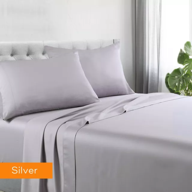 1200tc hotel quality cotton rich sheet set mega queen silver